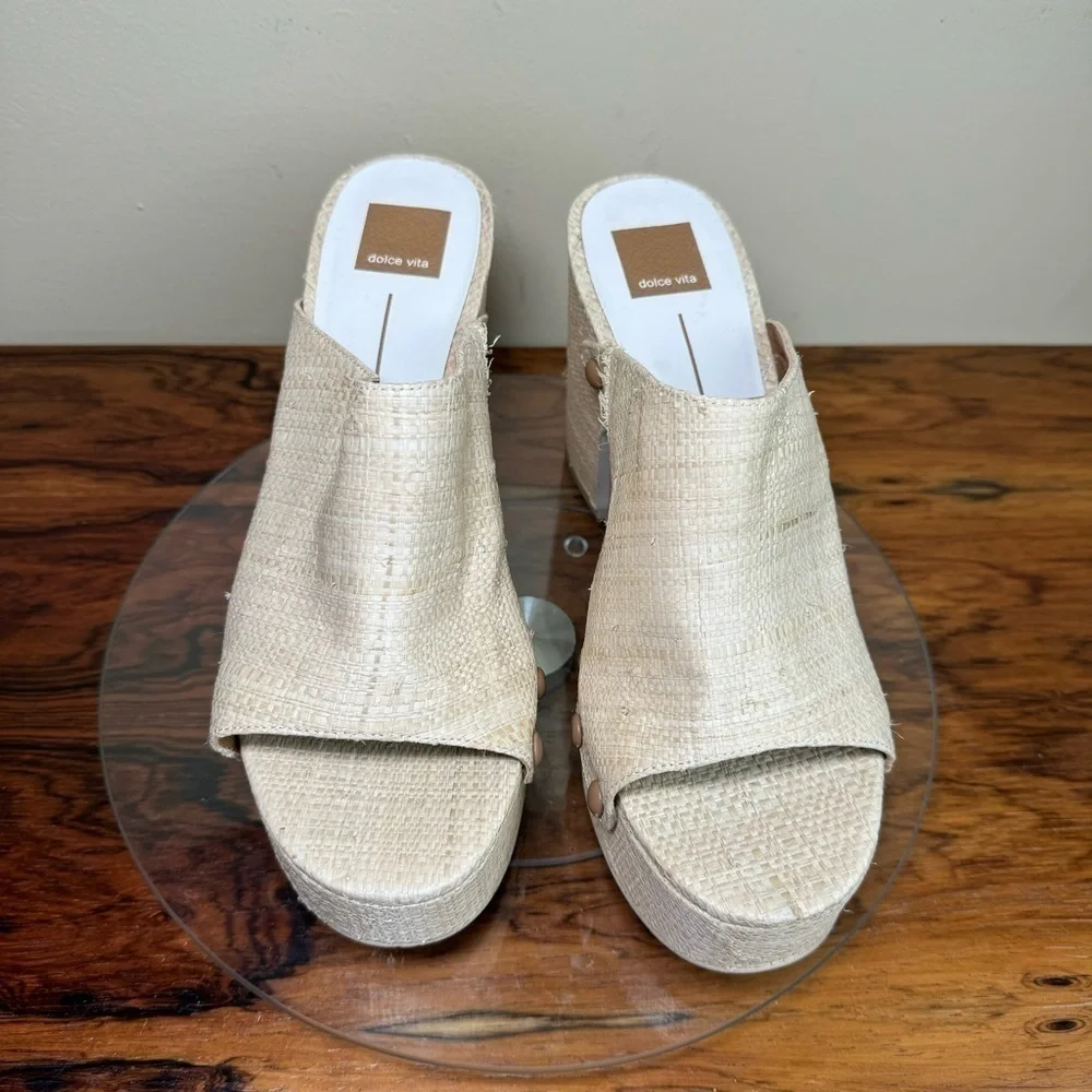 Dolce Vita Emol Heels Natural Raffia